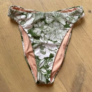 J.Crew High-Rise Cheeky Bikini Bottom in Liberty Linear Canteen Green Floral S